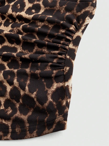 ROMWE Grunge Punk Y2K Leopard Print Halter Neck Tank Top For Women