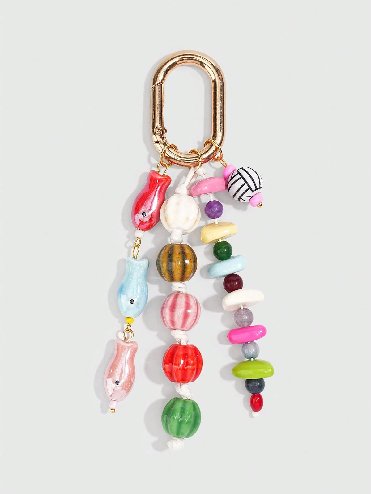 ROMWE Kawaii 1 Piece Spring Summer Dopamine Style Colorful Beaded Bag Keychain Pendant, Woven Rope Bag Charm, DIY Hanging Ornament