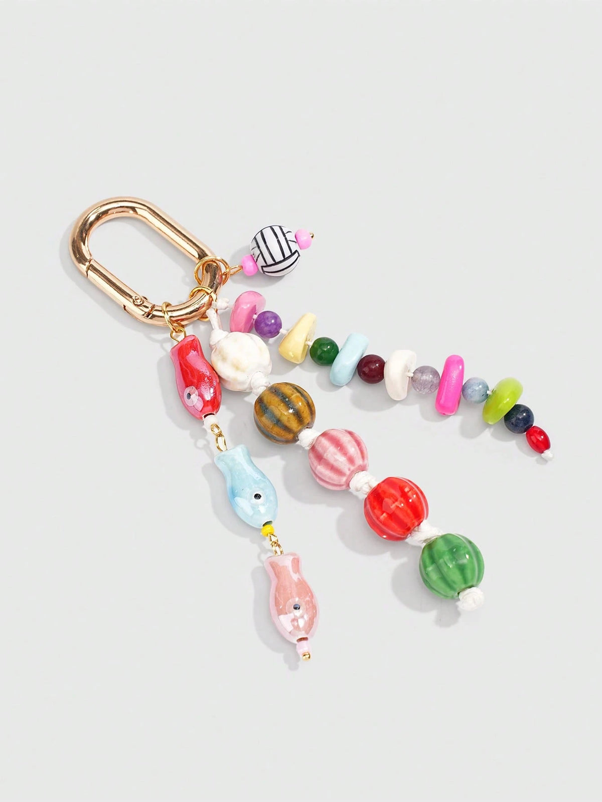ROMWE Kawaii 1 Piece Spring Summer Dopamine Style Colorful Beaded Bag Keychain Pendant, Woven Rope Bag Charm, DIY Hanging Ornament