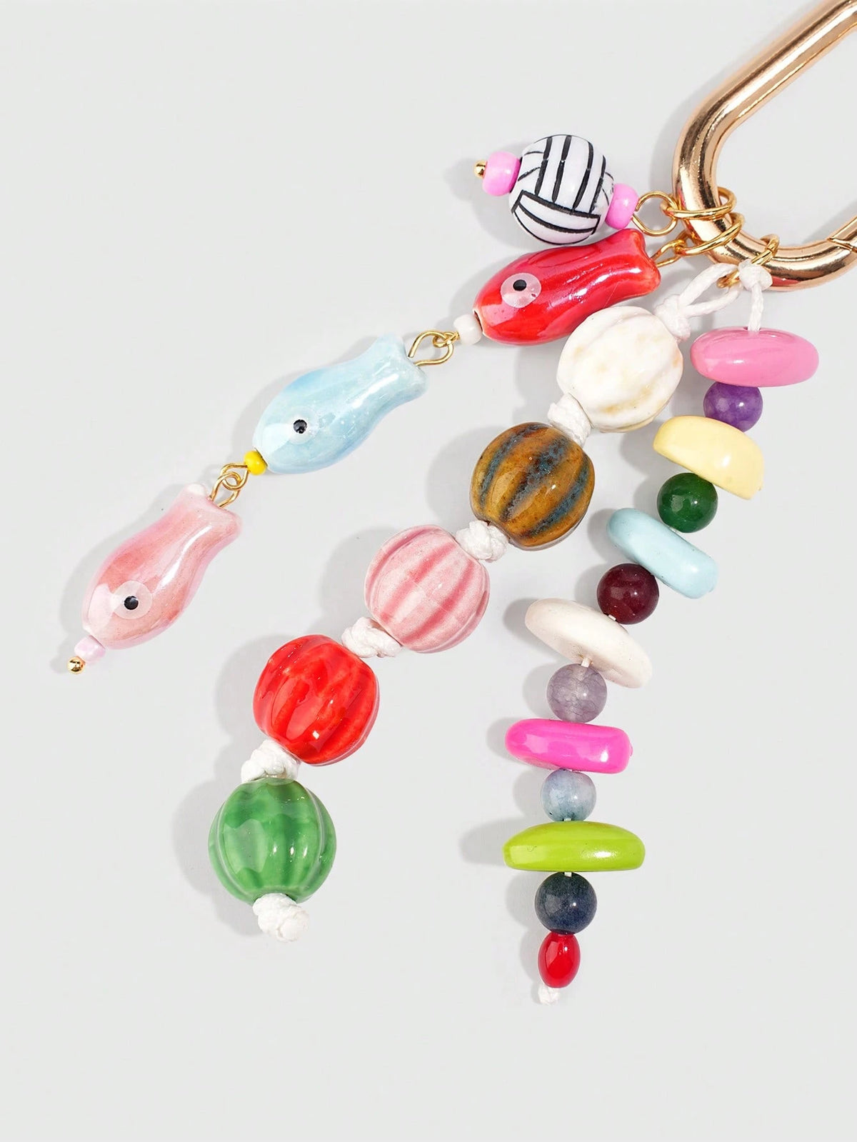 ROMWE Kawaii 1 Piece Spring Summer Dopamine Style Colorful Beaded Bag Keychain Pendant, Woven Rope Bag Charm, DIY Hanging Ornament