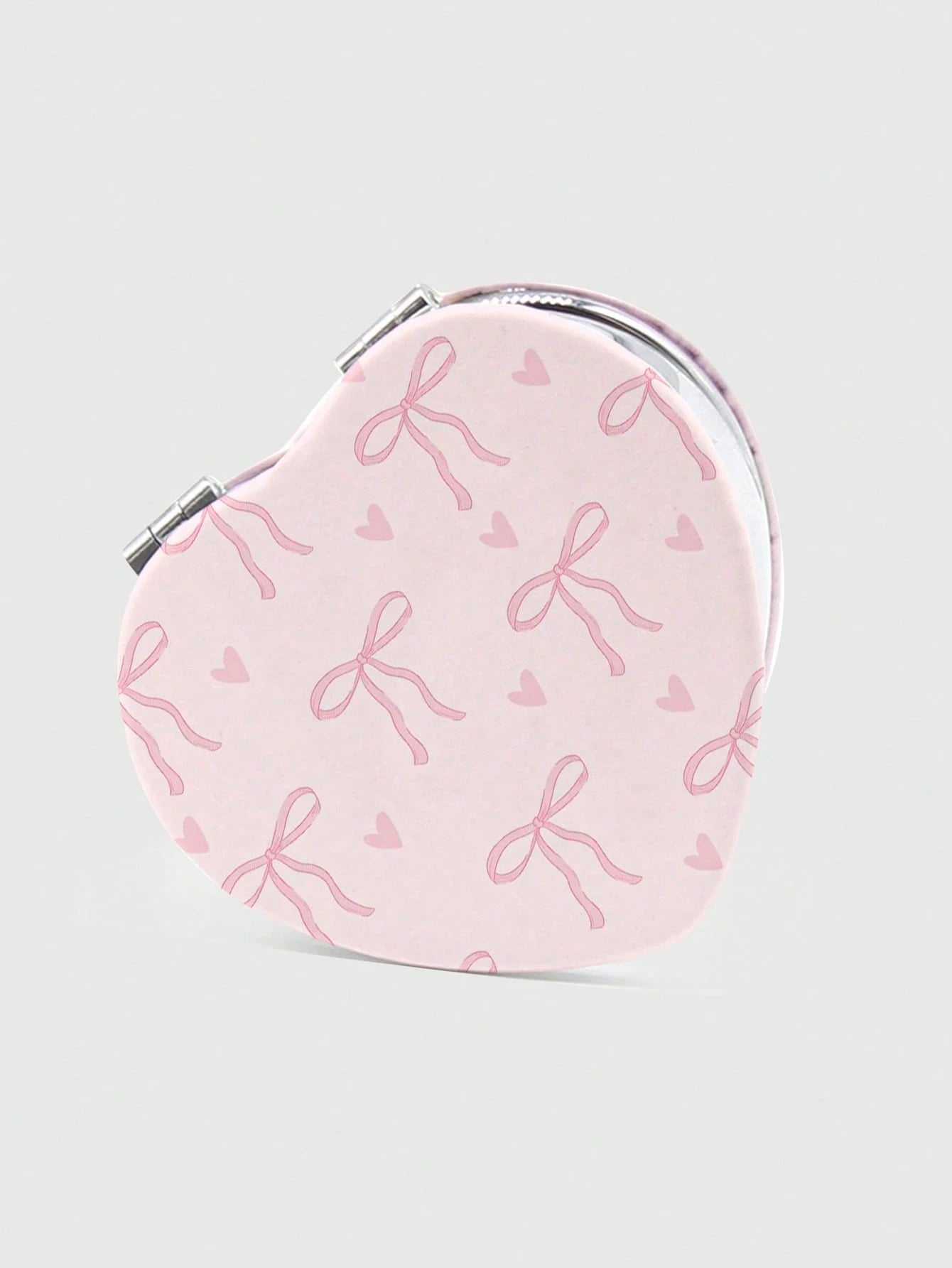 ROMWE Kawaii 1pc Rabbit Heart-Shaped PU Pattern Cosmetic Mirror, Portable Hand Held Mirror For Girls (Pattern Position Random)