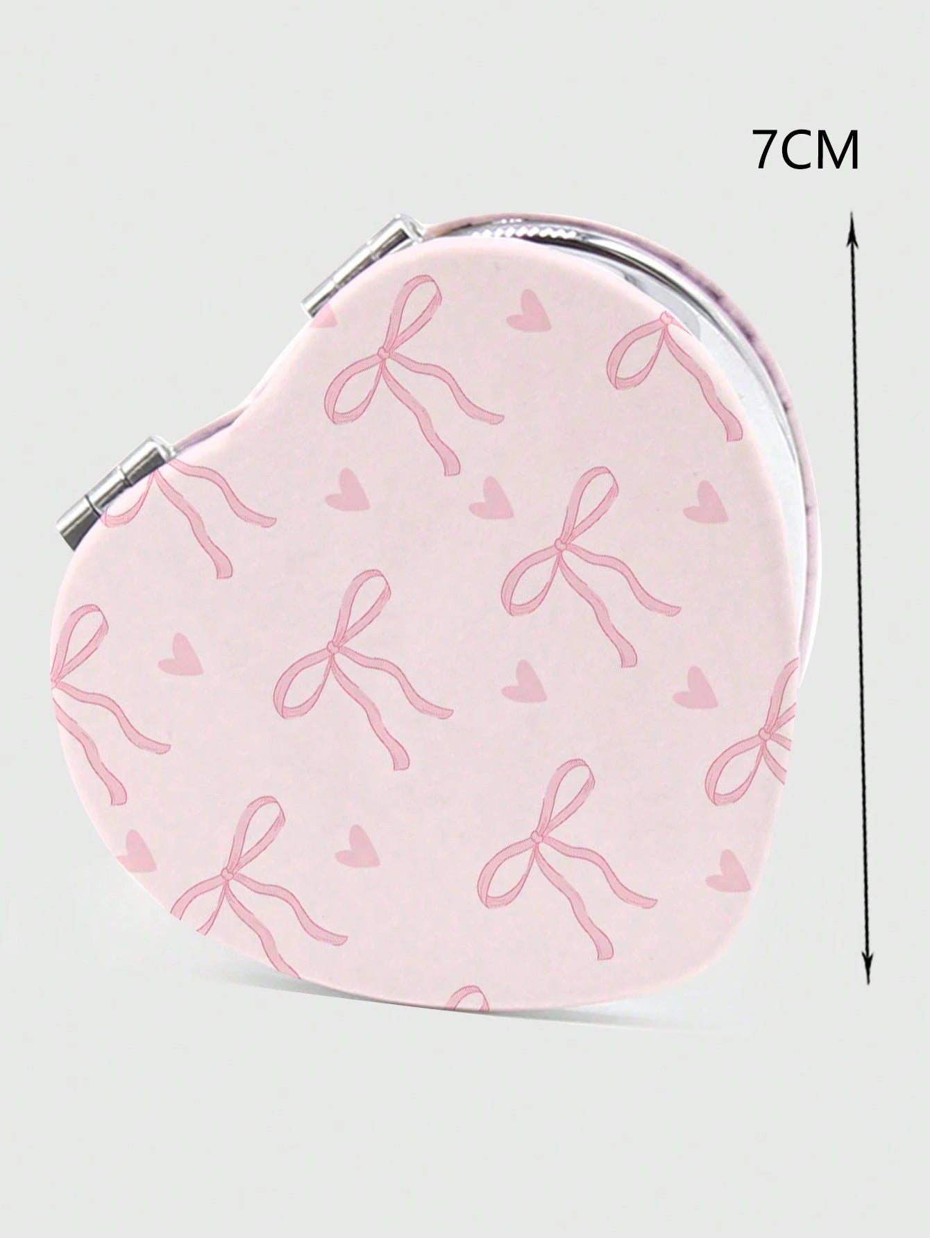 ROMWE Kawaii 1pc Rabbit Heart-Shaped PU Pattern Cosmetic Mirror, Portable Hand Held Mirror For Girls (Pattern Position Random)