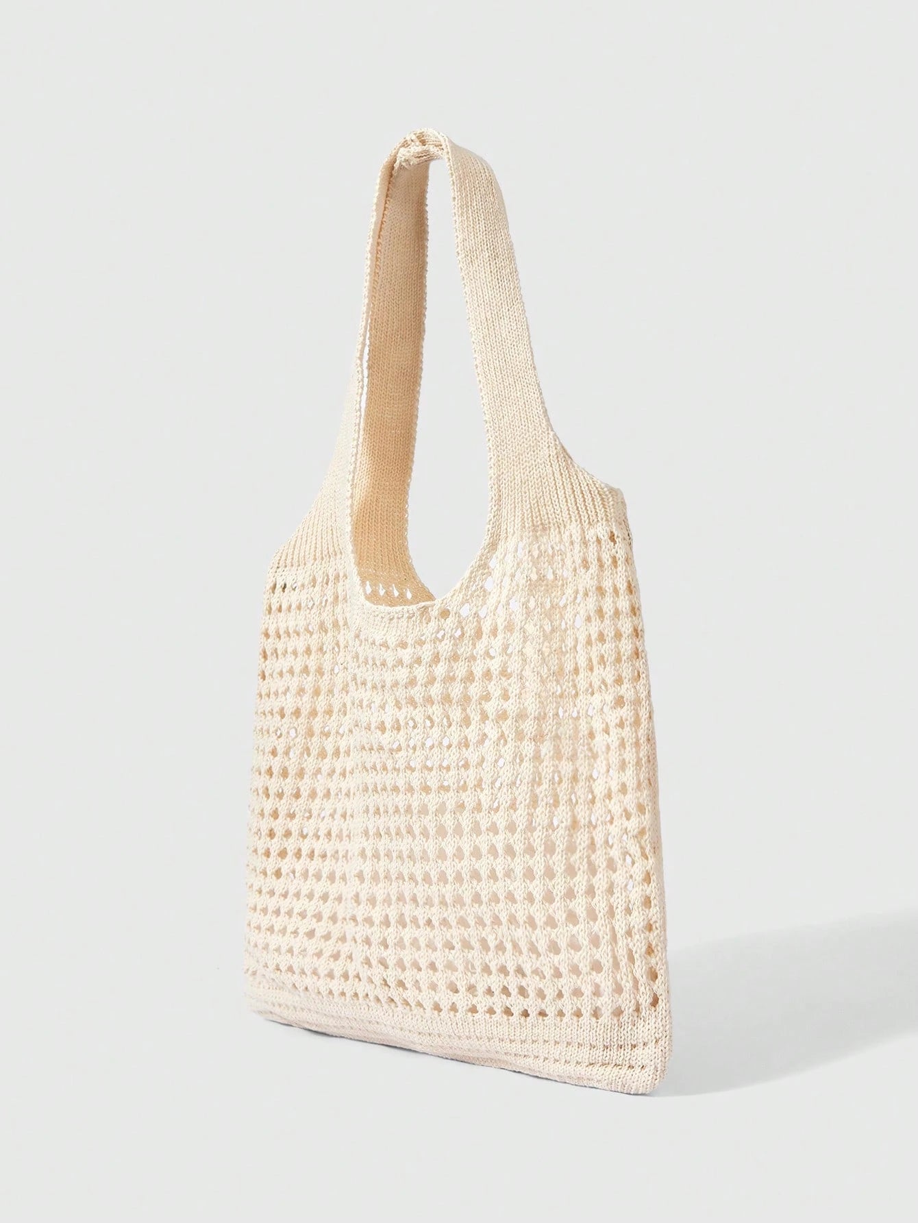 ROMWE Kawaii Back To School Season, Plus Size Women Handbag, Women Knitted Shoulder Bag, Vintage Hollow Out Woven Large Capacity Floral Decor Tote Bag, Crochet Bag, Women Crochet Bag, Summer Beach Tot