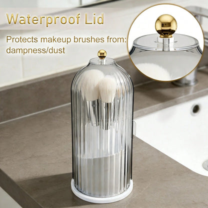 Rotating Makeup Brush Holder With Lid,Makeup Organizer With Cover,Dustproof Makeup Organizer,360 Rotating Makeup Organizer,Makeup Brush Storage Box,Vanity Organizer,Makeup Organizer Box,Cosmetic Stora