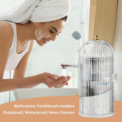 Rotating Makeup Brush Holder With Lid,Makeup Organizer With Cover,Dustproof Makeup Organizer,360 Rotating Makeup Organizer,Makeup Brush Storage Box,Vanity Organizer,Makeup Organizer Box,Cosmetic Stora