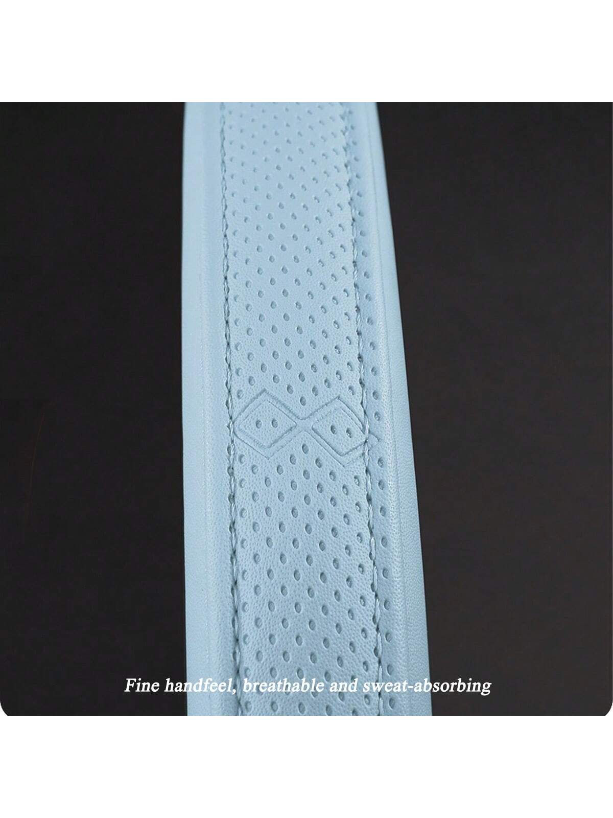 Round PU Leather Perforated Steering Wheel Cover Durable Leather Cover With Anti-Slip Lining, Fits 14.5-15in Diameter