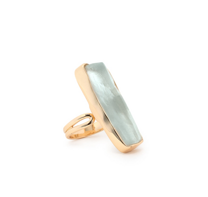Roxie Gold Ring w/Light Blue Stone