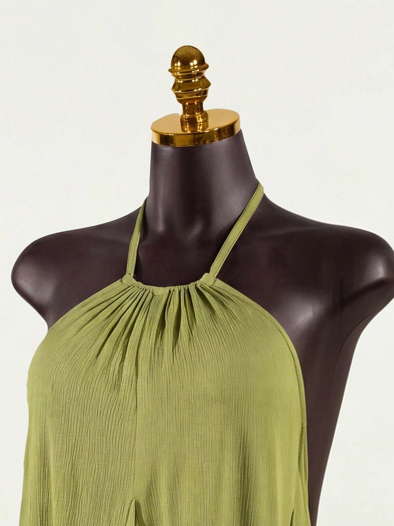 SaltGleam SaltGleam Women's Solid Color Ruched Halter Casual Party Mini Dress