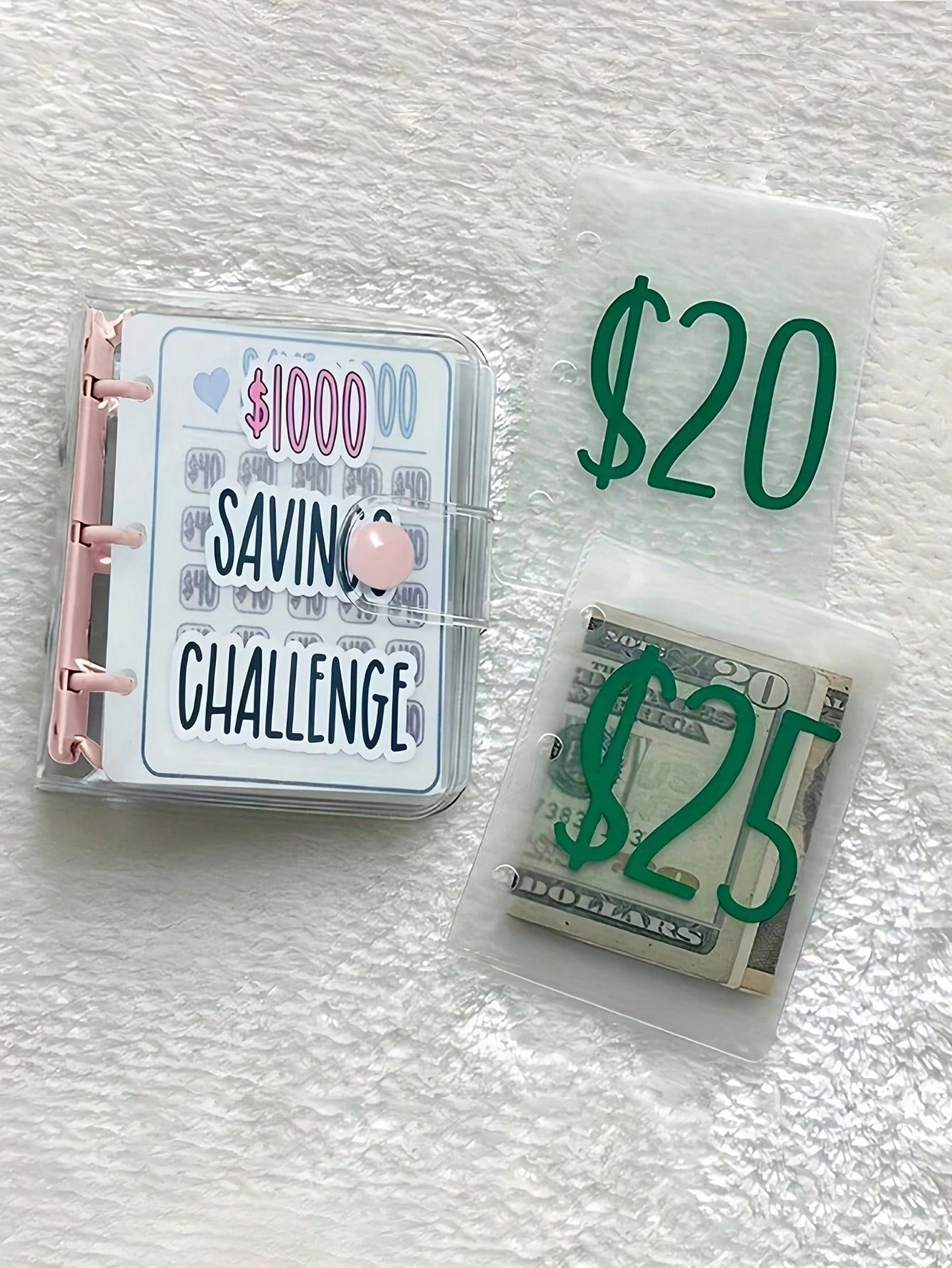 Savings Binder, Challenge Savings Binder Envelopes ($1000), Reusable Budget Notebook With Cash Envelopes, Matte Cover, Cash Savings Challenge Notebook Binder, Travel Organizer, Cosmetic Bag, Vacation