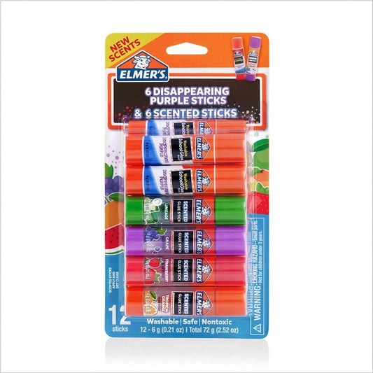 Scented Glue Sticks Variety Pack, Washable,, 6g Each, 12-Pack For School Crafts