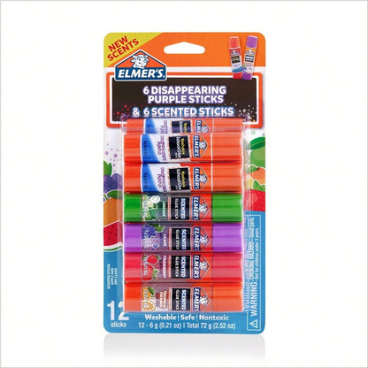 Scented Glue Sticks Variety Pack, Washable,, 6g Each, 12-Pack For School Crafts