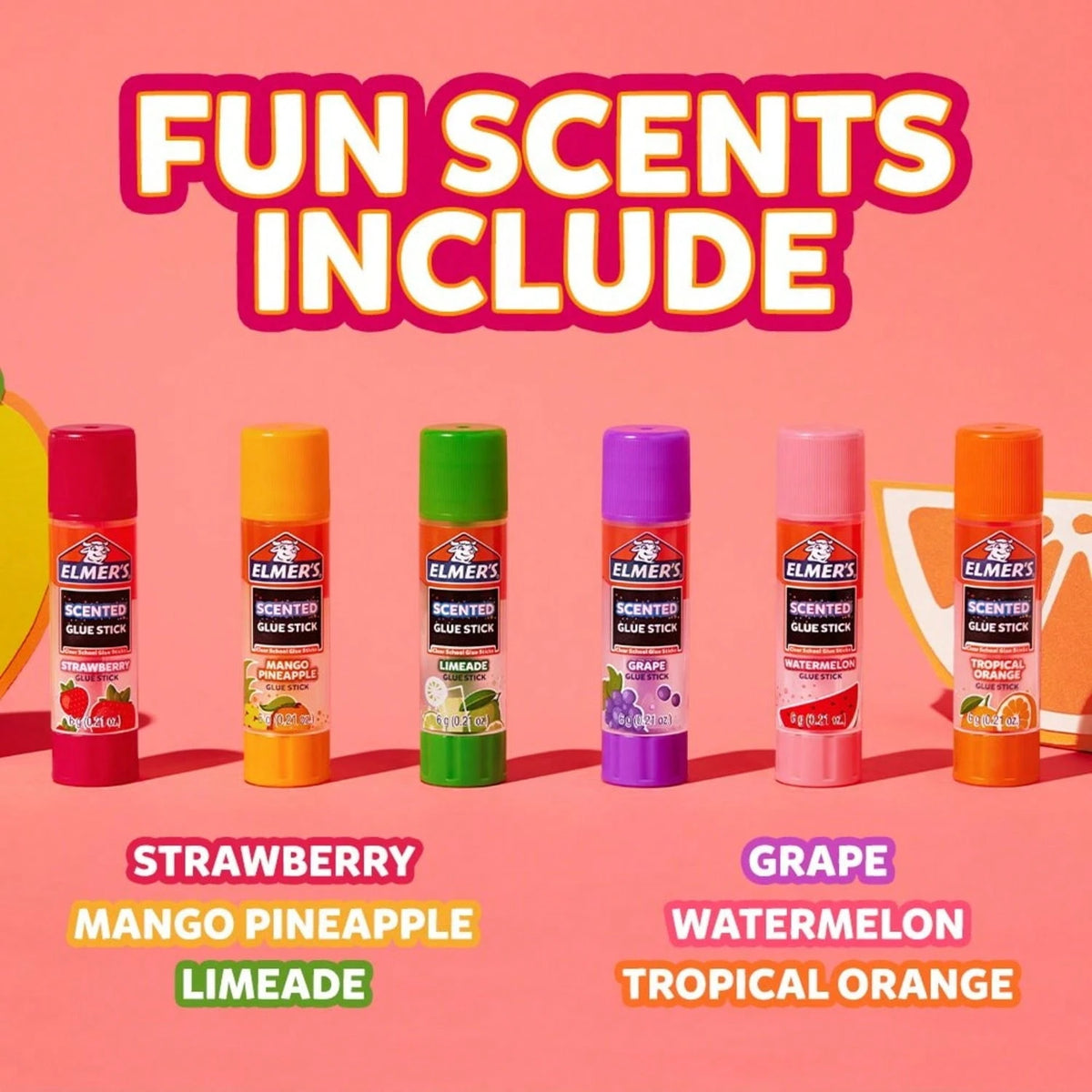 Scented Glue Sticks Variety Pack, Washable,, 6g Each, 12-Pack For School Crafts