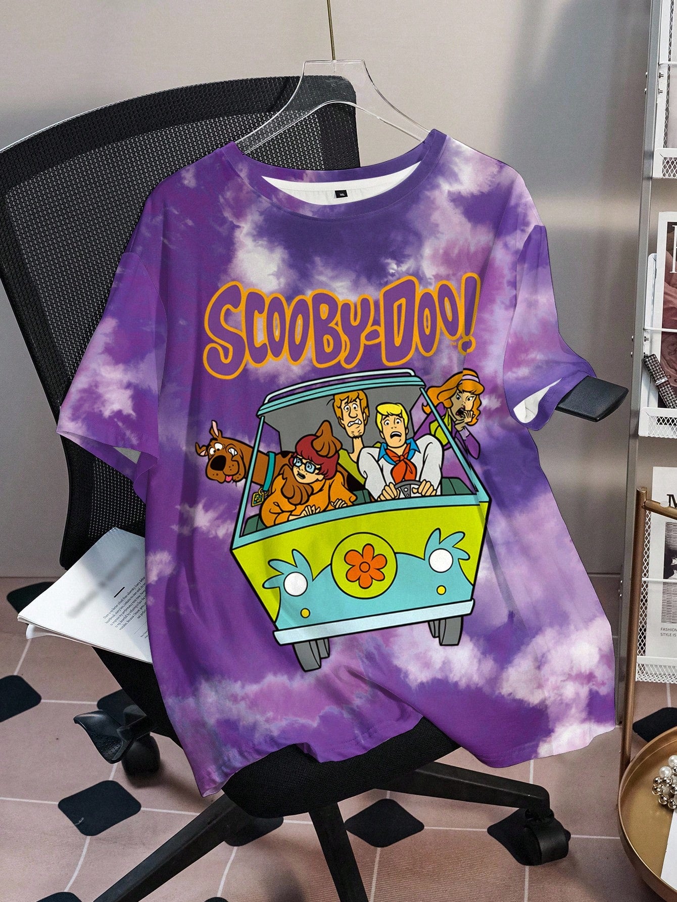 SCOOBY-DOO X Plus Size Women Cartoon Print Round Neck Short Sleeve T-Shirt- DOOX