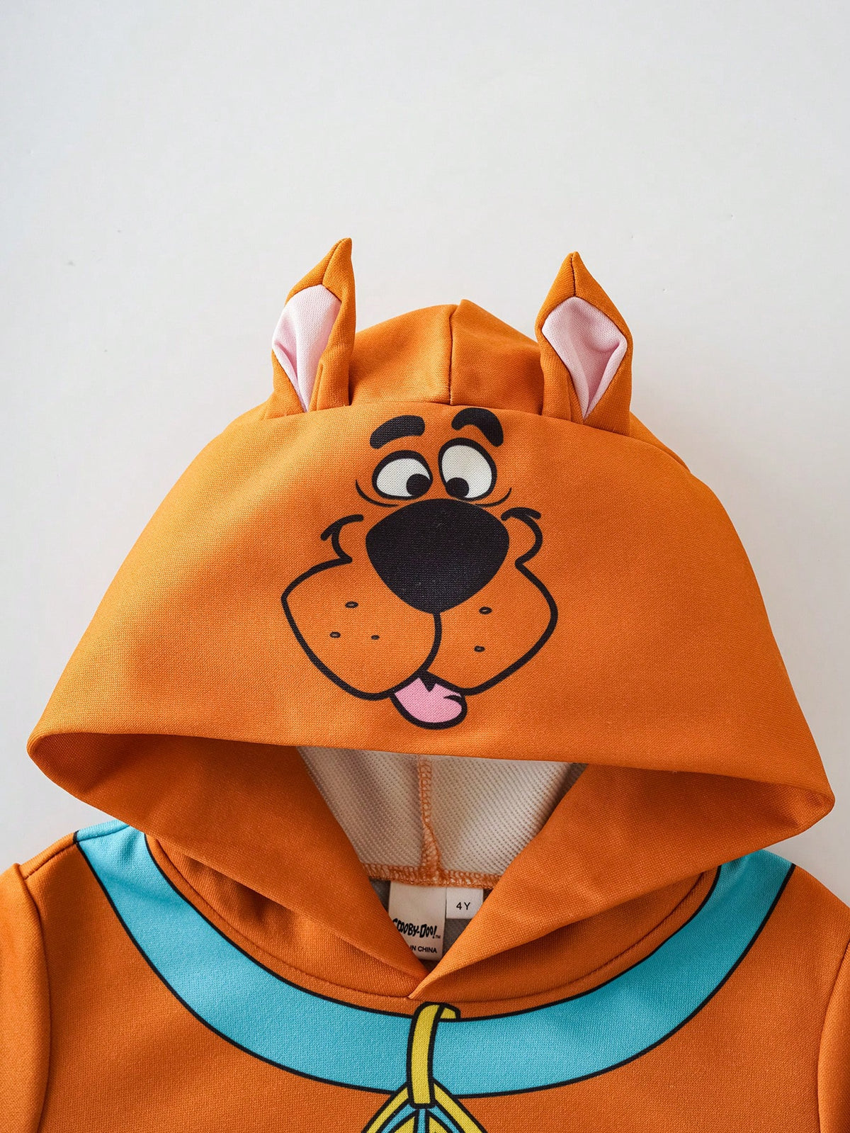 SCOOBY-DOO X Young Boy Cute Cartoon Print Hooded Loose Fit Drop Shoulder Long Sleeve Sweatshirt, Brown