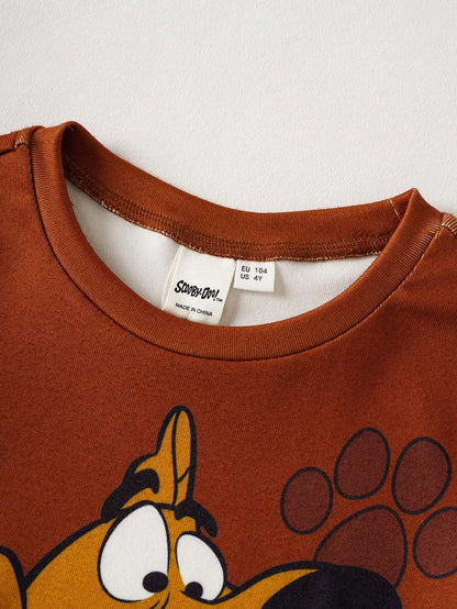 SCOOBY-DOO X Young Boys Crew Neck Short Sleeve Cute Print Snug Fit Loungewear- DOO