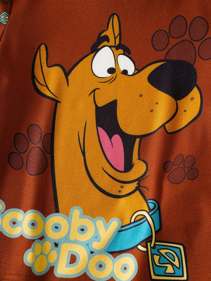 SCOOBY-DOO X Young Boys Crew Neck Short Sleeve Cute Print Snug Fit Loungewear- DOO