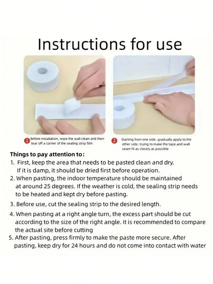 Self-Adhesive Bathroom Sealing Tape- Heavy Duty Waterproof Sealant For Bathtub, Shower, Sink, Toilet, Floor And Wall Edges- Easy DIY Waterproof Solution, Toilet Sealing| Smooth Surface| Waterproof