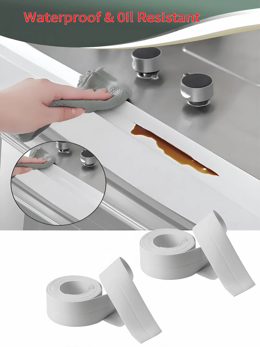 Self-Adhesive Waterproof Mildew-Proof Caulk Tape,High Viscosity Oil-Resistant Sealing Tape, Moisture-Proof Seam Sticker For Kitchen Bathroom Toilet Bathtub Sink Tile Seam Corner Line,Waterproof Mold-P