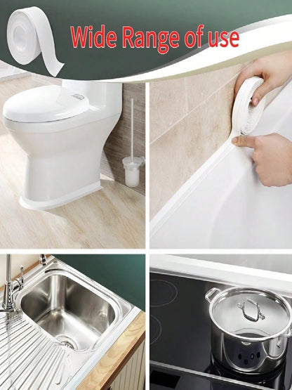Self-Adhesive Waterproof Mildew-Proof Caulk Tape,High Viscosity Oil-Resistant Sealing Tape, Moisture-Proof Seam Sticker For Kitchen Bathroom Toilet Bathtub Sink Tile Seam Corner Line,Waterproof Mold-P
