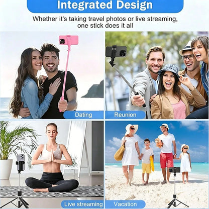 Selfie Stick Tripod With Dual Fill Lights, Adjustable Dimming Knob, For Makeup, Live Streaming, YT Videos, TK, Photography, Compatible With Cameras & Smartphones Telescopic Phone Selfie Stand