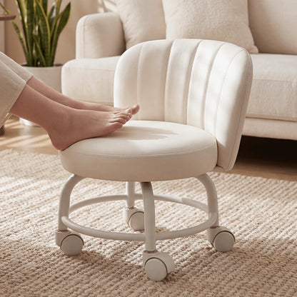 Senmeo 360° Swivel Heavy-Duty Rolling Stool- PU Leather Seat Shockproof Wheels, Ideal For Garage Office Nail Tech Parenting