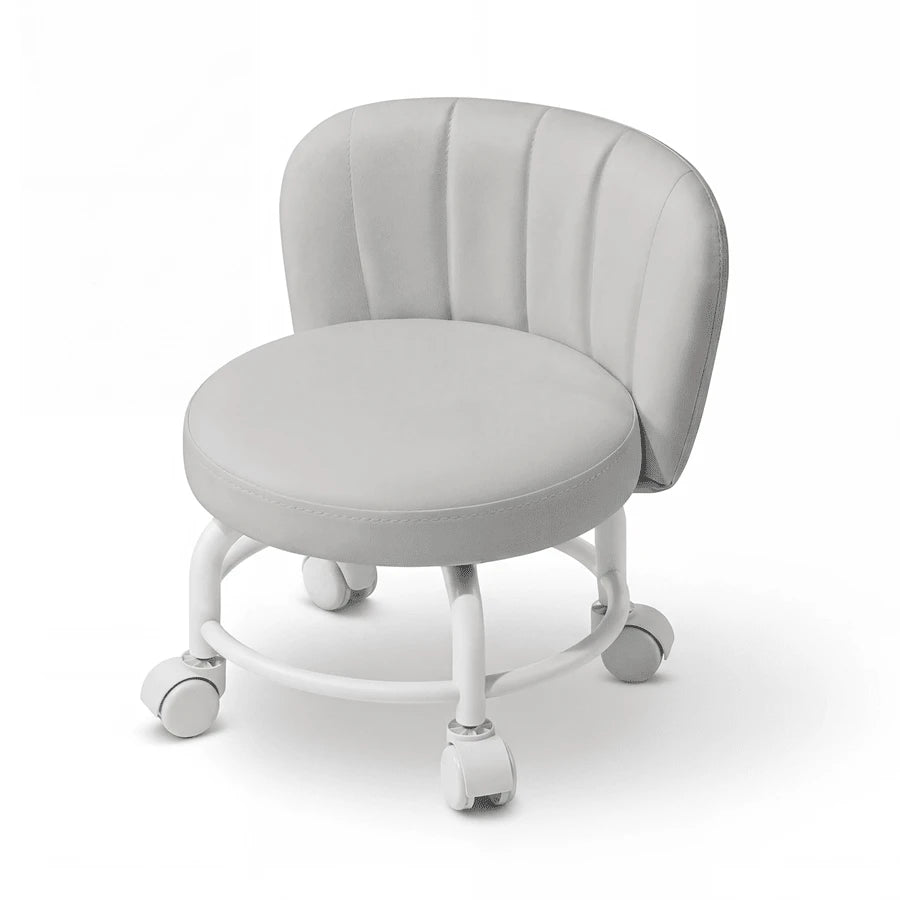 Senmeo 360° Swivel Heavy-Duty Rolling Stool- PU Leather Seat Shockproof Wheels, Ideal For Garage Office Nail Tech Parenting