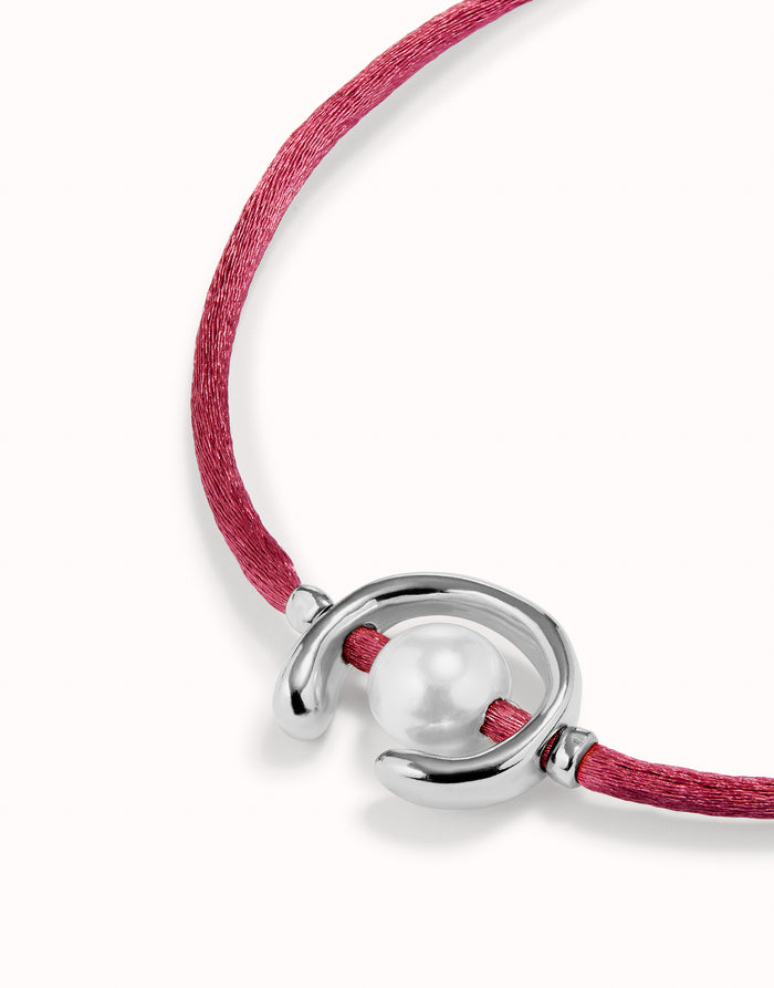 Ser Diferente Red Cord Silver w/Pearl Bracelet