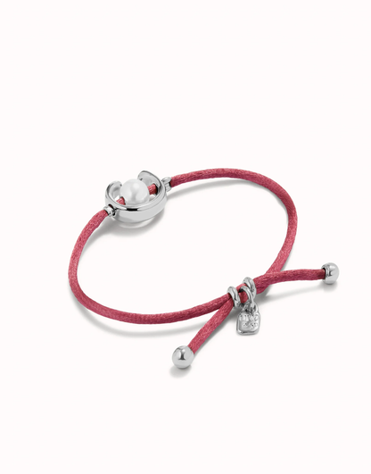 Ser Diferente Red Cord Silver w/Pearl Bracelet