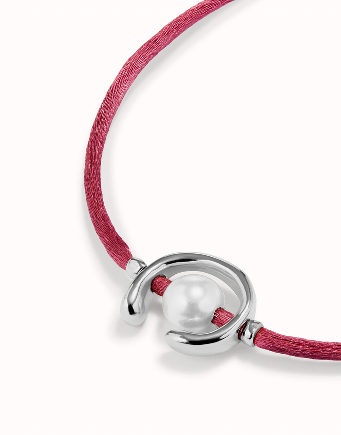 Ser Diferente Red Cord Silver w/Pearl Bracelet