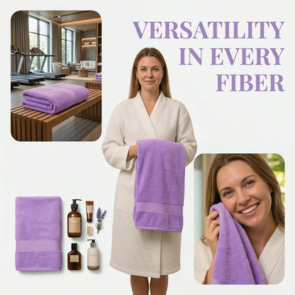 Set Of 2 100% Cotton Bath Towels, 70x140 Cm, Highly Absorbent, Quick-Drying, With A Stylish Embossed Design. These Soft, Skin-Friendly Towels Are Ideal For Home, Bathroom, Hotel, Spa, Sports, Camping