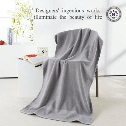 Set Of 2 100% Cotton Bath Towels, 70x140 Cm, Highly Absorbent, Quick-Drying, With A Stylish Embossed Design. These Soft, Skin-Friendly Towels Are Ideal For Home, Bathroom, Hotel, Spa, Sports, Camping