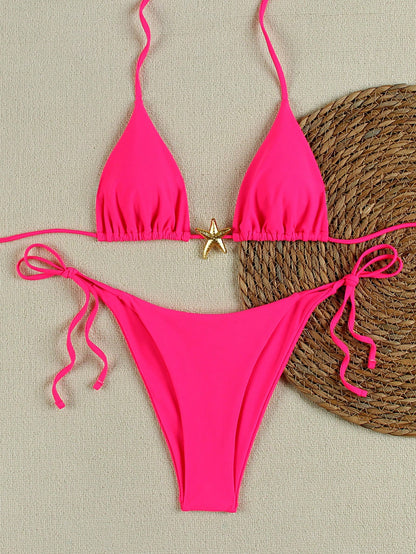 Sexy Starfish Print Bikini Swimsuit For Women, American Style Summer Spring 2026 Beach Holiday Women Vacation Outfits Women Going Out Top