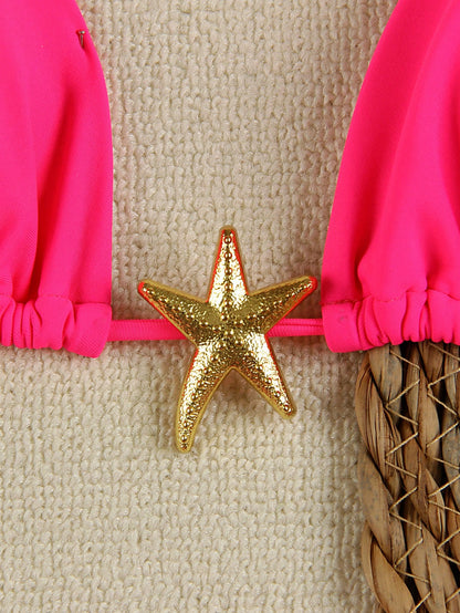 Sexy Starfish Print Bikini Swimsuit For Women, American Style Summer Spring 2026 Beach Holiday Women Vacation Outfits Women Going Out Top