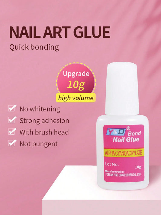 SHANGFEIYA 10g Nail Glue, Quick-Drying Adhesive For Wearing Nail Acrylic, Long Lasting No Discoloration, No UV Lamp Needed