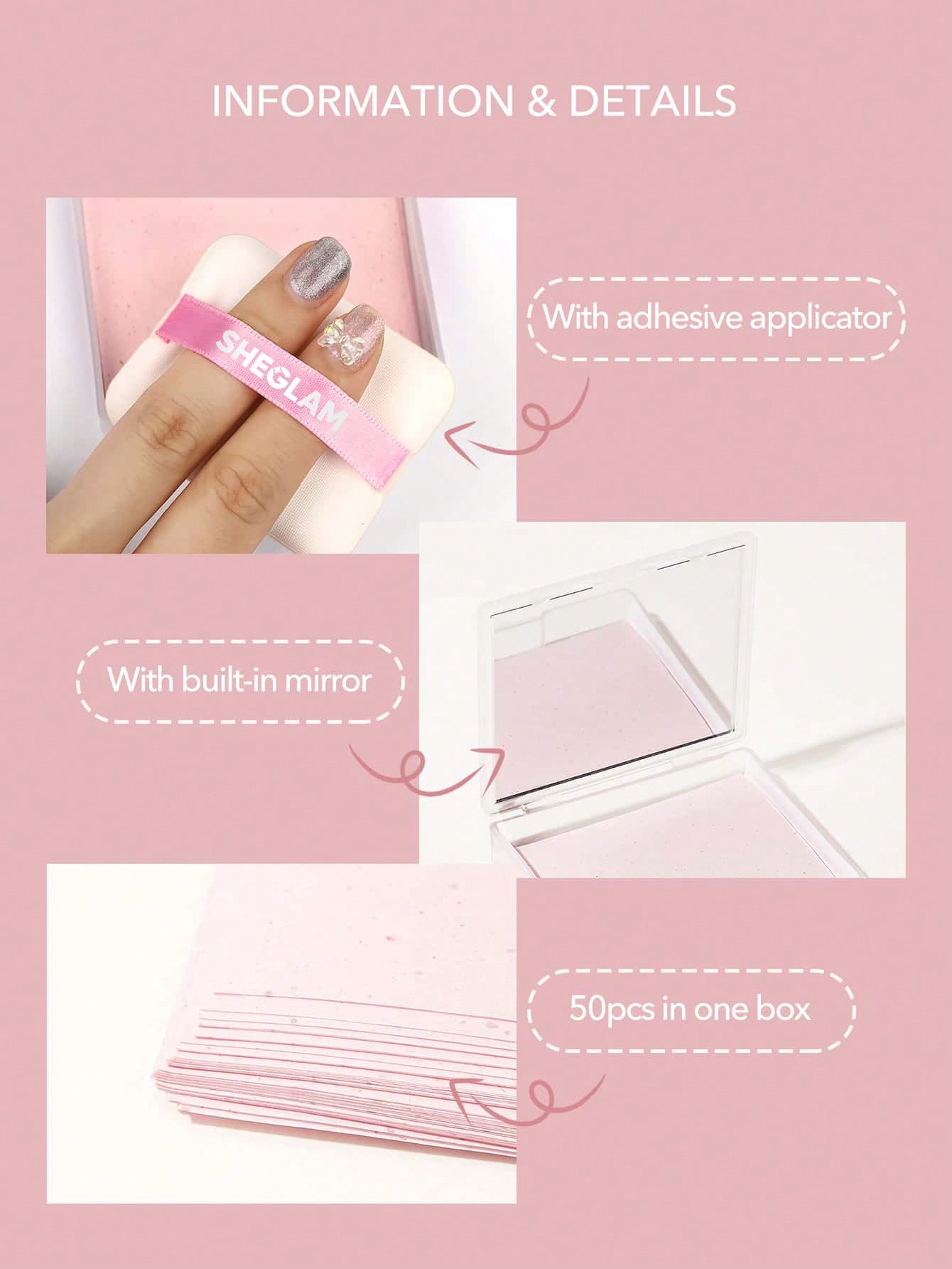 SHEGLAM Mattifying Blot Papers With Puff And Mirror 50Pcs-Rose Brand Beauty Cosmetic Makeup For Women And Girls