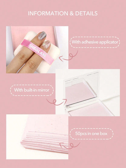 SHEGLAM Mattifying Blot Papers With Puff And Mirror 50Pcs-Rose Brand Beauty Cosmetic Makeup For Women And Girls