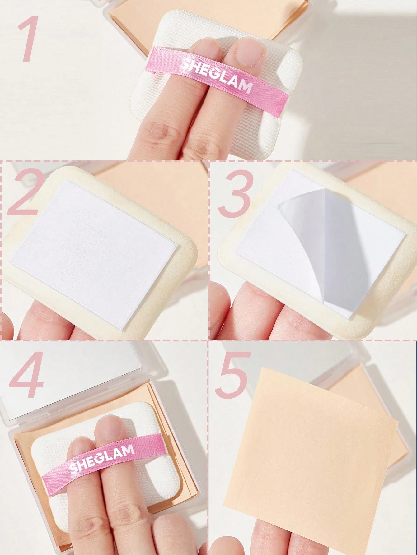 SHEGLAM Mattifying Blot Papers With Puff And Mirror 50Pcs-Rose Brand Beauty Cosmetic Makeup For Women And Girls
