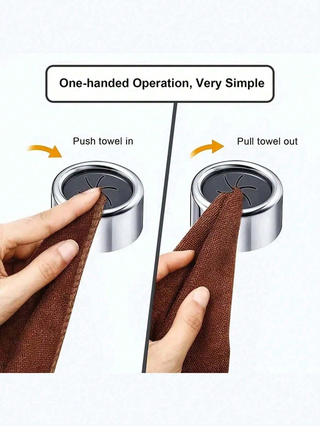 SHEIN 3pcs Kitchen Towel Holder, Self Adhesive Wall Dish Towel Hook, Round Wall Mount Towel Holder For Bathroom, Kitchen And Home, Wall, Cabinet, Garage, No Drilling Required