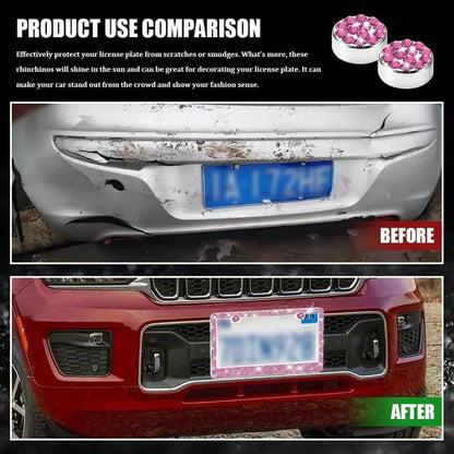 Shiny License Plate Frame, Crystal Rhinestone Stainless Steel Women's License Plate Frame, Diamond Car Exterior Accessory, Perfect Gift For Her, Car Accessories, Fits Most Vehicles