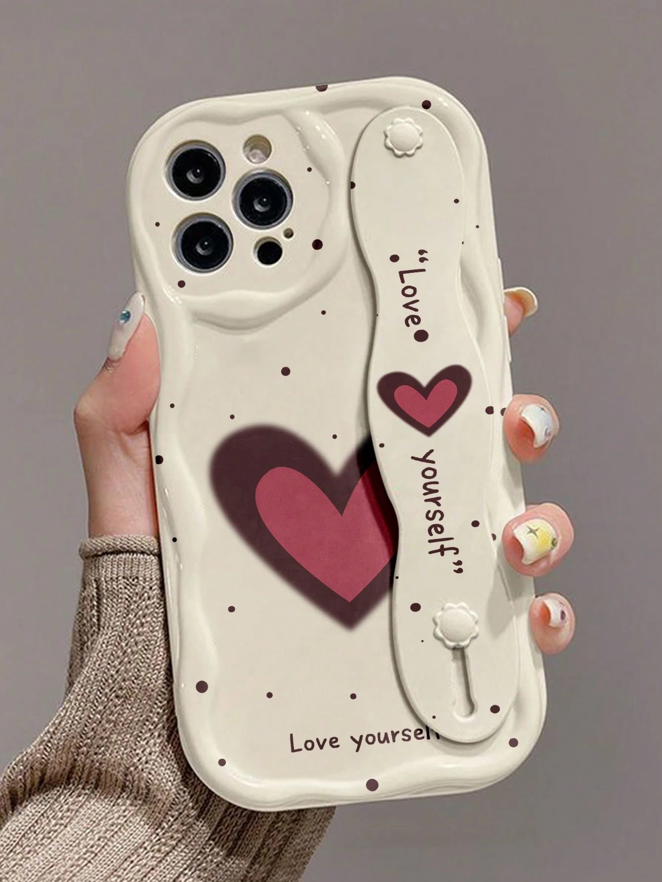 Shockproof Fashion Phone Cases Heart Element 1 Pc Fashion Wristband Design Heart Print Thick Shockproof Phone Protective Case With Kickstand Compatible With Apple & Series Waterproof Anti-Fall Scratch