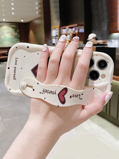 Shockproof Fashion Phone Cases Heart Element 1 Pc Fashion Wristband Design Heart Print Thick Shockproof Phone Protective Case With Kickstand Compatible With Apple & Series Waterproof Anti-Fall Scratch