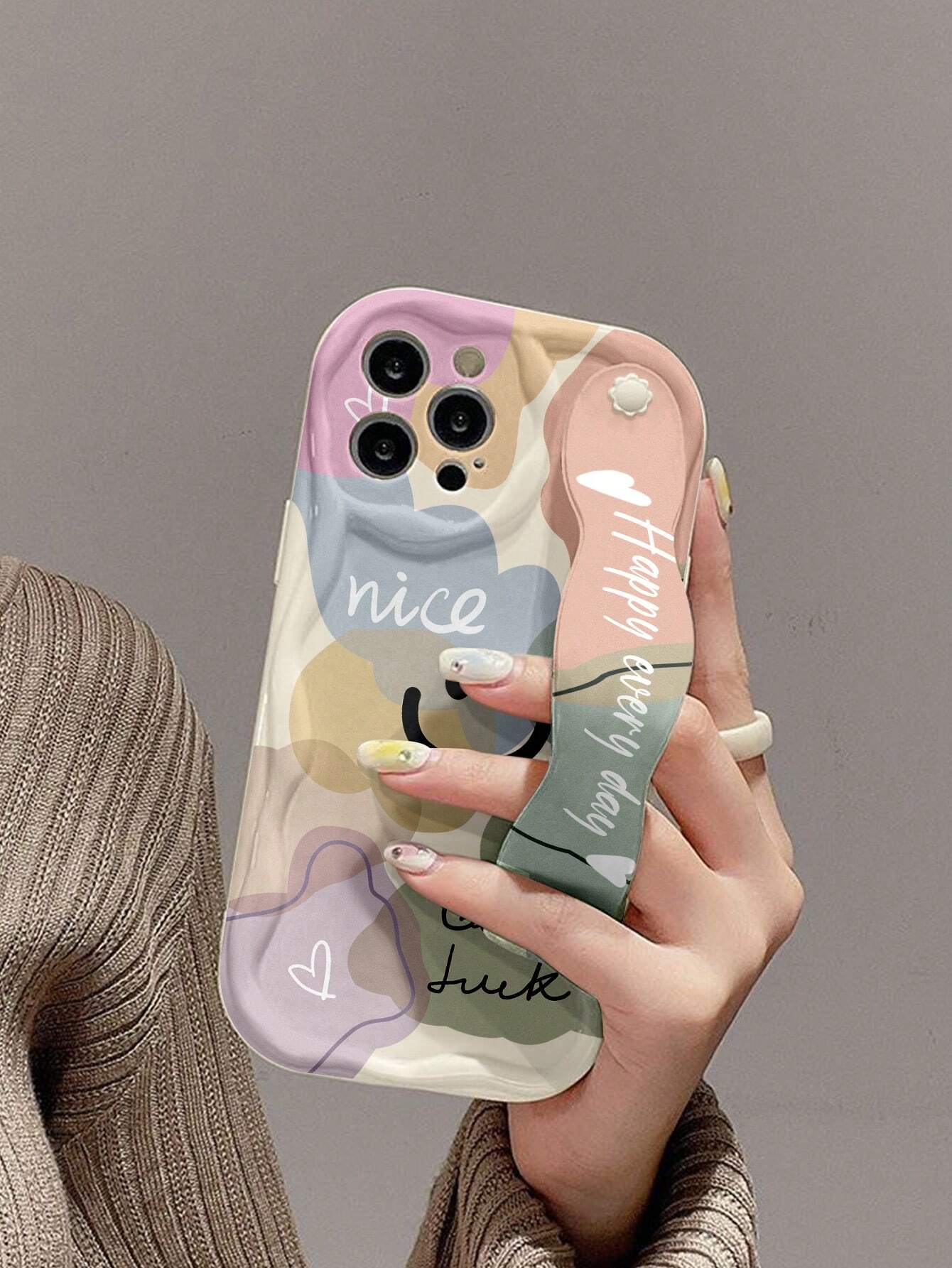 Shockproof Fashion Phone Cases Heart Element 1 Pc Fashion Wristband Design Heart Print Thick Shockproof Phone Protective Case With Kickstand Compatible With Apple & Series Waterproof Anti-Fall Scratch