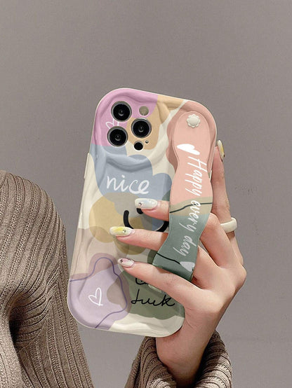 Shockproof Fashion Phone Cases Heart Element 1 Pc Fashion Wristband Design Heart Print Thick Shockproof Phone Protective Case With Kickstand Compatible With Apple & Series Waterproof Anti-Fall Scratch