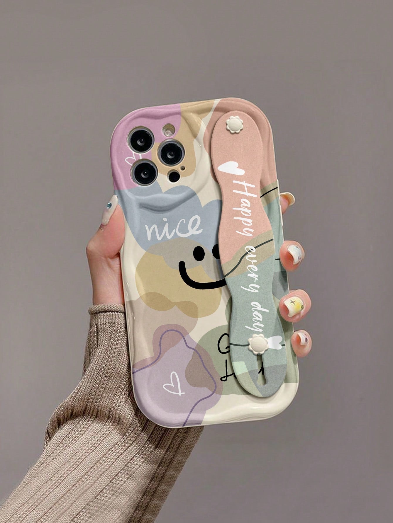 Shockproof Fashion Phone Cases Heart Element 1 Pc Fashion Wristband Design Heart Print Thick Shockproof Phone Protective Case With Kickstand Compatible With Apple & Series Waterproof Anti-Fall Scratch