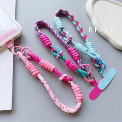 Shockproof Lanyard Gasket New Handmade Woven Short Wrist Strap With Phone Case Connector Universal Phone Case Accessory Anti-Slip Anti-Drop Portable Pendant Spring Gift Birthday Anniversary Wedding Pa