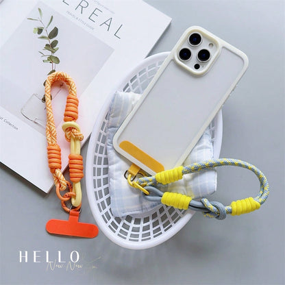 Shockproof Lanyard Gasket New Handmade Woven Short Wrist Strap With Phone Case Connector Universal Phone Case Accessory Anti-Slip Anti-Drop Portable Pendant Spring Gift Birthday Anniversary Wedding Pa