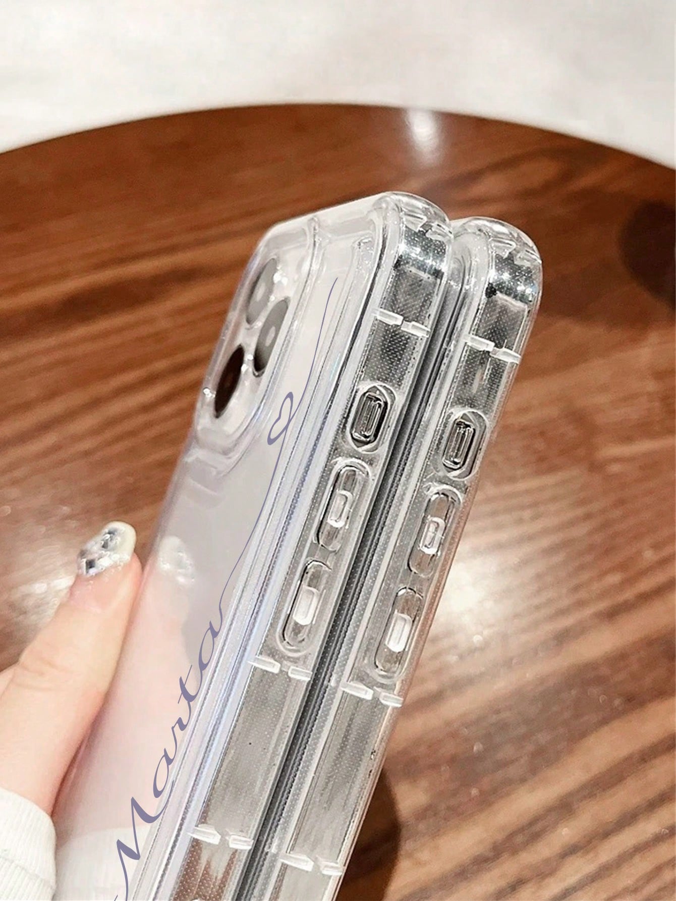 Shockproof Letter Elements Customized Thick Transparent Mirror Heart Line Signature Name Phone Case Suitable For 11, 12, 13, 14, 15, 16 Pro Max, Birthday Gift Anniversary Gift, Personalized Gift, Aest