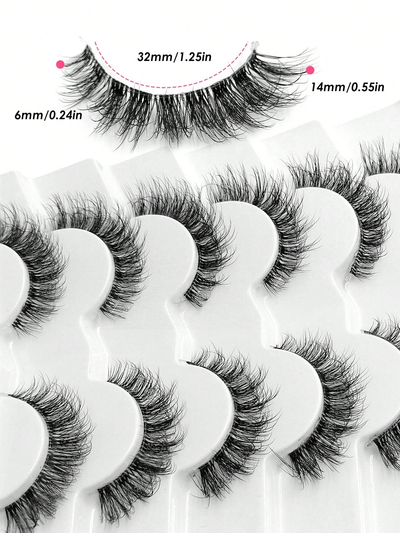 Sibeuna 6 Pairs Fluffy False Eyelashes Natural Look Wispy Strip Lashes Clear Invisible Band Cross Cat Eye Lashes Suitable For Daily Wear