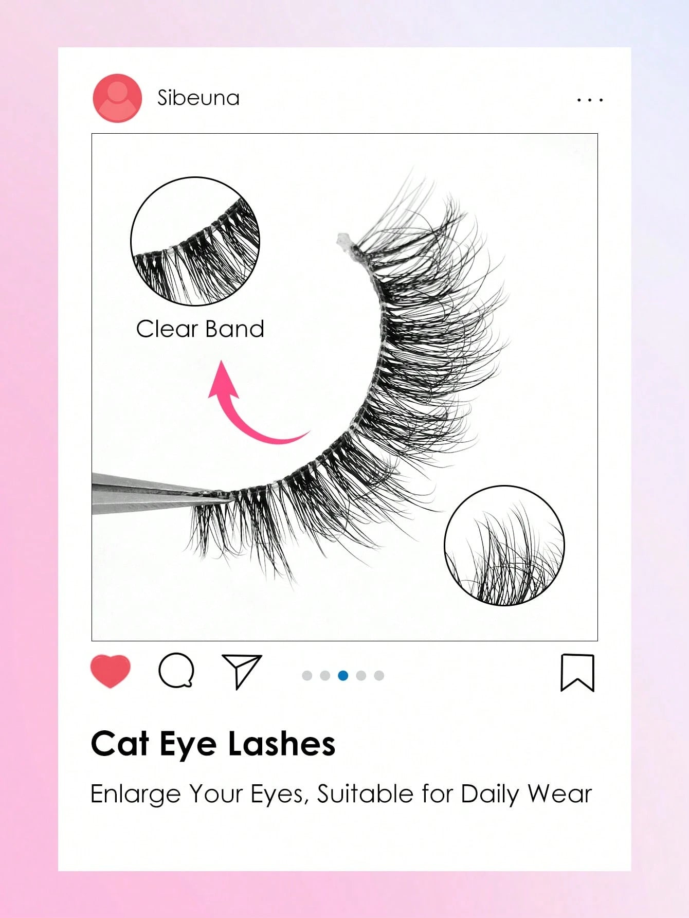 Sibeuna 6 Pairs Fluffy False Eyelashes Natural Look Wispy Strip Lashes Clear Invisible Band Cross Cat Eye Lashes Suitable For Daily Wear