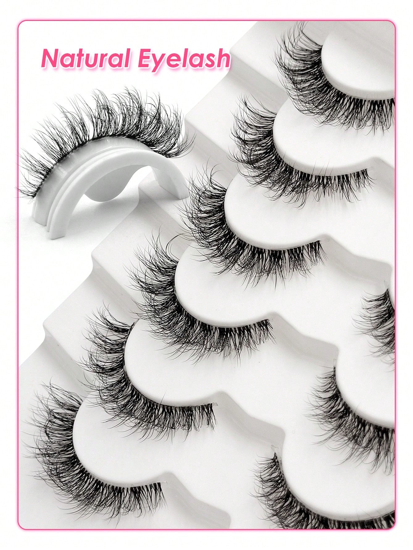Sibeuna 6 Pairs Fluffy False Eyelashes Natural Look Wispy Strip Lashes Clear Invisible Band Cross Cat Eye Lashes Suitable For Daily Wear